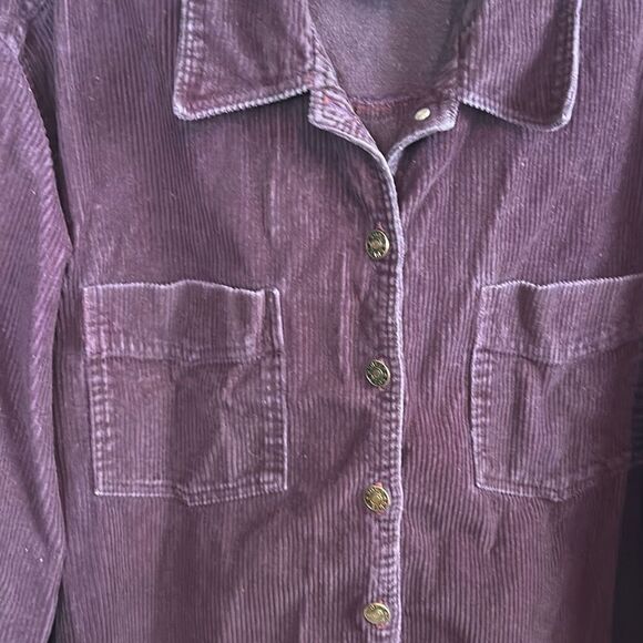 Johnny Swim Corduroy Shirt Jacket Sz Large Purple Button Front Soho Compagnie St - Picture 4 of 8